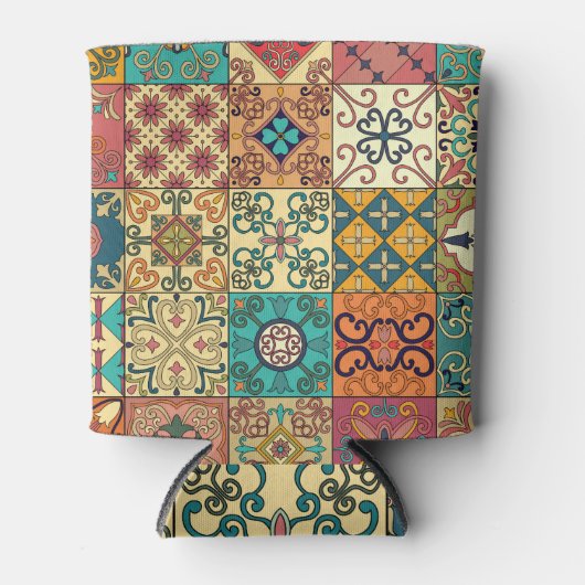 ポルトガルのタイル:アズレジョスタイルのシームレスなパターン。 缶クーラー (正面)