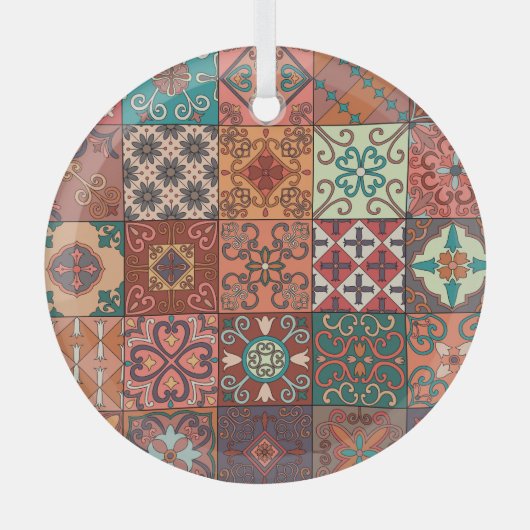 ポルトガルのタイル:タラベラスタイルアズレジョ。 ガラスオーナメント (正面)