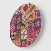 ポルトガルのタイル:タラベラスタイルパターン。 ラージ壁時計 (傾斜)