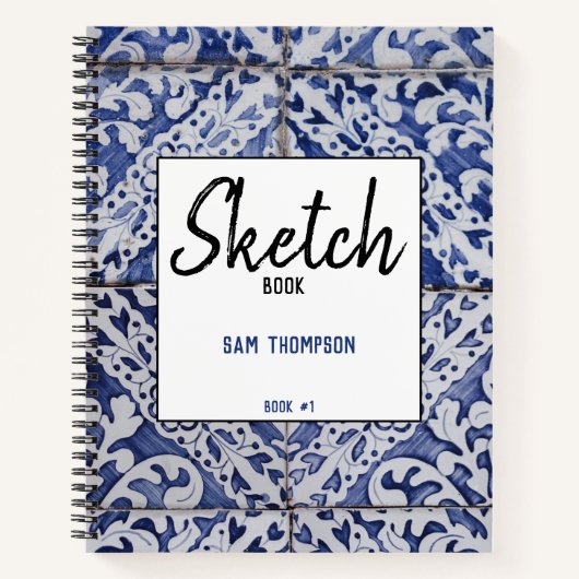 ポルトガルのタイル – フローラレシピ空白のスケッチ ノートブック (正面)