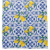 ポルトガルのタイル、レモン、フルーツ、夏のアート シャワーカーテン (正面)