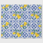 ポルトガルのタイル、レモン、フルーツ、夏のアート ラッピングペーパー (フラット)