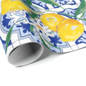 ポルトガルのタイル、レモン、フルーツ、夏のアート ラッピングペーパー (ロールコーナー)