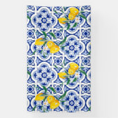 ポルトガルのタイル，レモン，果物，夏の芸術       横断幕 (縦)