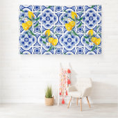 ポルトガルのタイル，レモン，果物，夏の芸術       横断幕 (インサイチュ)