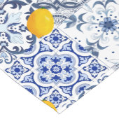 ポルトガルのタイル、青いタイル、アズレジョ ショートテーブルランナー (コーナー)