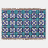 ポルトガルのタイル – Azulejoダイヤモンド幾何学模様 スローブランケット (正面)
