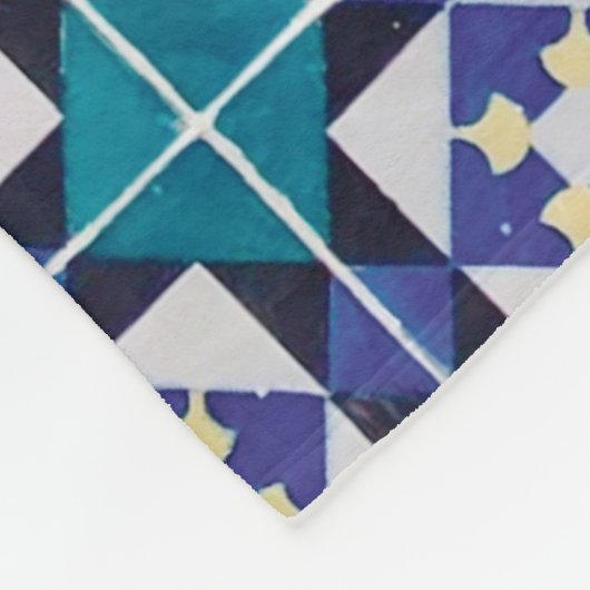ポルトガルのタイル – Azulejoダイヤモンド幾何学模様 フリースブランケット (角)
