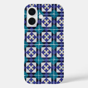 ポルトガルのタイル – Azulejoダイヤモンド幾何学模様 iPhone 16ケース