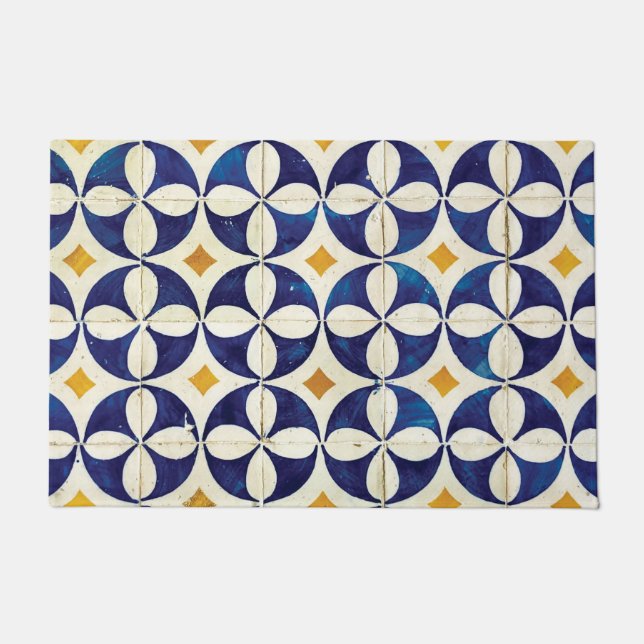 ポルトガルのタイル – Azulejoパターンデザイン ドアマット (正面)