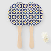 ポルトガルのタイル – Azulejoパターンデザイン ハンドファン (正面&裏面)