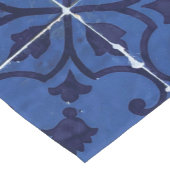 ポルトガルのタイル – Azulejoブルーフローラリーフデザイン ショートテーブルランナー (コーナー)