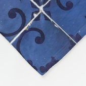 ポルトガルのタイル – Azulejoブルーフローラリーフデザイン フリースブランケット (角)