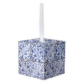 ポルトガルのタイル – Azulejo青いクリスマス キューブオーナメント (裏面アングル)