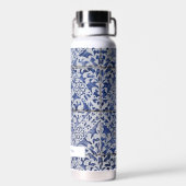 ポルトガルのタイル – Azulejo青と白のフローラ ウォーターボトル (背面)