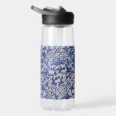 ポルトガルのタイル – Azulejo青と白のフローラ ウォーターボトル (右面)