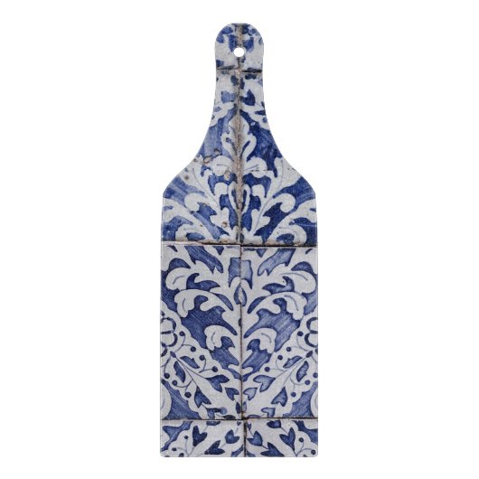 ポルトガルのタイル – Azulejo青と白のフローラ カッティングボード (正面)