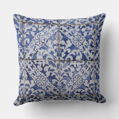 ポルトガルのタイル – Azulejo青と白のフローラ クッション (裏面)