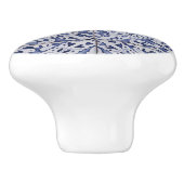 ポルトガルのタイル – Azulejo青と白のフローラ セラミックノブ (側面)