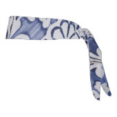 ポルトガルのタイル – Azulejo青と白のフローラ タイヘッドバンド (回転90)