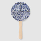 ポルトガルのタイル – Azulejo青と白のフローラ ハンドファン (正面)