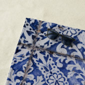 ポルトガルのタイル – Azulejo青と白のフローラ ビーチタオル (インサイチュ)