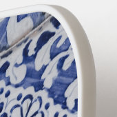 ポルトガルのタイル – Azulejo青と白のフローラ ピックルボールラケット (左詳細)