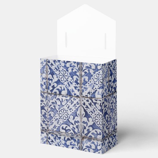 ポルトガルのタイル – Azulejo青と白のフローラ フェイバーボックス (オープン)