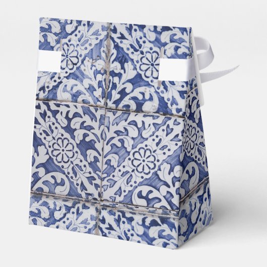 ポルトガルのタイル – Azulejo青と白のフローラ フェイバーボックス (裏面サイド)