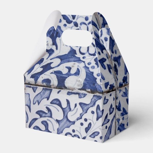 ポルトガルのタイル – Azulejo青と白のフローラ フェイバーボックス (正面サイド)
