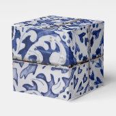 ポルトガルのタイル – Azulejo青と白のフローラ フェイバーボックス (正面サイド)