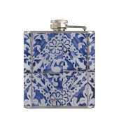 ポルトガルのタイル – Azulejo青と白のフローラ フラスク (裏面)