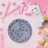 ポルトガルのタイル – Azulejo青と白のフローラ ペーパープレート (パーティー)