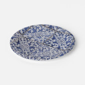 ポルトガルのタイル – Azulejo青と白のフローラ ペーパープレート (アングル)