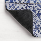 ポルトガルのタイル – Azulejo青と白のフローラ マウスパッド (コーナー)