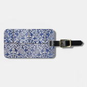 ポルトガルのタイル – Azulejo青と白のフローラ ラゲッジタグ (正面横)