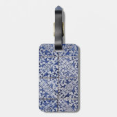 ポルトガルのタイル – Azulejo青と白のフローラ ラゲッジタグ (裏面縦)