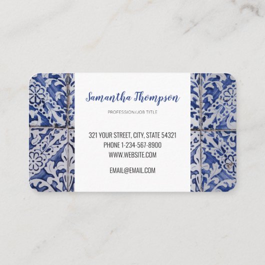 ポルトガルのタイル – Azulejo青と白のフローラ 名刺 (裏面)