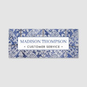 ポルトガルのタイル – Azulejo青と白のフローラ 名札 (正面)