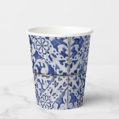 ポルトガルのタイル – Azulejo青と白のフローラ 紙コップ (裏面)
