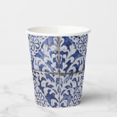 ポルトガルのタイル – Azulejo青と白のフローラ 紙コップ (左)