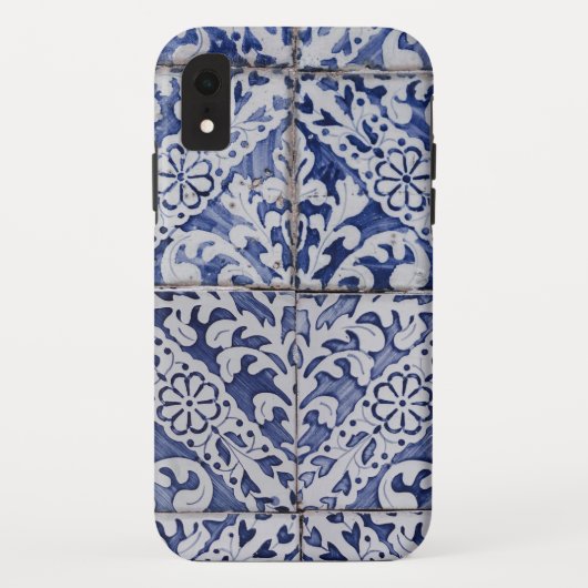 ポルトガルのタイル – Azulejo青と白のフローラ Case-Mate iPhoneケース (裏面)