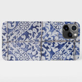 ポルトガルのタイル – Azulejo青と白のフローラ iPhoneケース (裏面横)