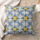 ポルトガルのタイル – Azulejo青と黄色のパターン クッション (ブランケット)