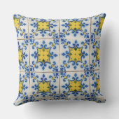 ポルトガルのタイル – Azulejo青と黄色のパターン クッション (裏面)