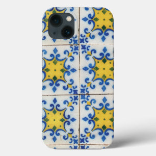 ポルトガルのタイル – Azulejo青と黄色のパターン iPhone 13ケース