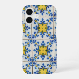 ポルトガルのタイル – Azulejo青と黄色のパターン iPhone 16ケース