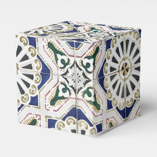 ポルトガルのタイル – Azulejo カラフル Geometric フェイバーボックス (正面サイド)