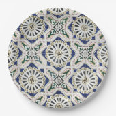 ポルトガルのタイル – Azulejo カラフル Geometric ペーパープレート (正面)