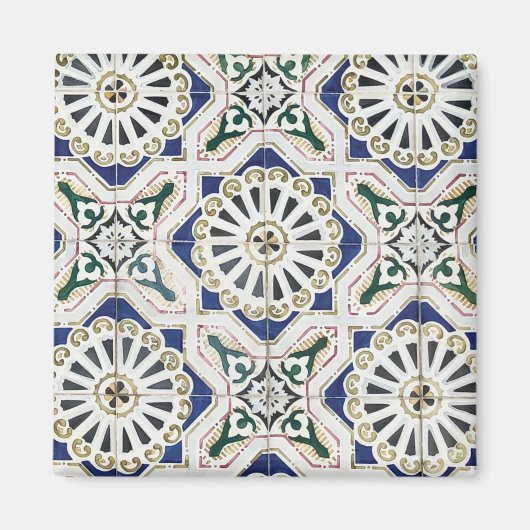 ポルトガルのタイル – Azulejo カラフル Geometric マグネット (正面)